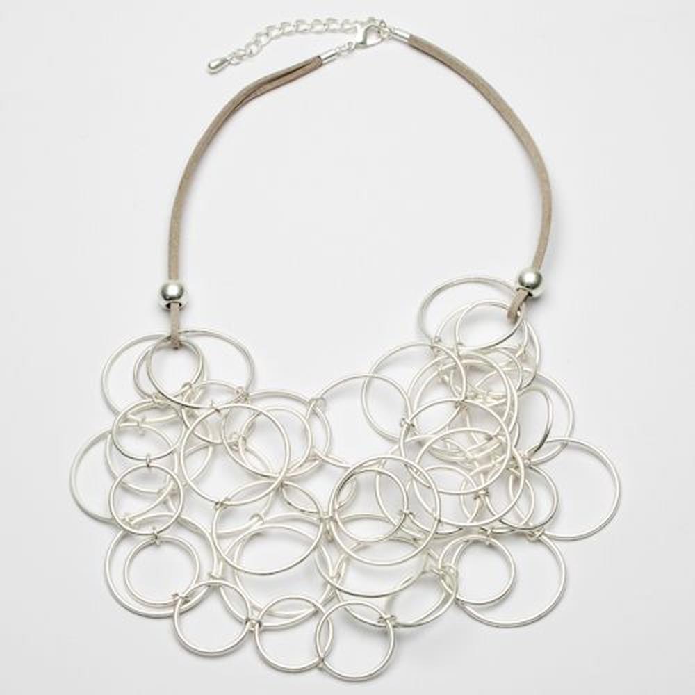 Eliza Gracious Short Multi Rings On Suede Necklace